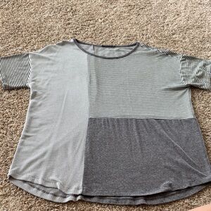 Staccato Black and Gray Striped Short Sleeve Tee